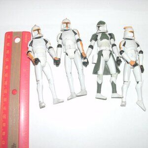 ~ SET of 4 Hasbro 2008 Star Wars Action figures Battalion Clone Trooper 3.75" ~